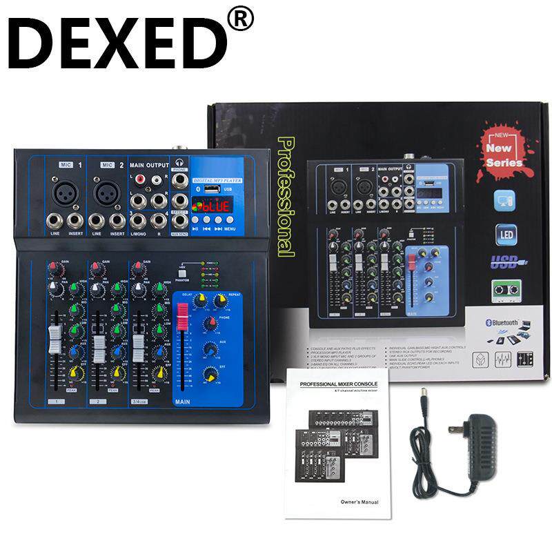 F4路12V混频器直播设备音响唱歌派对舞台音频效果器调音台