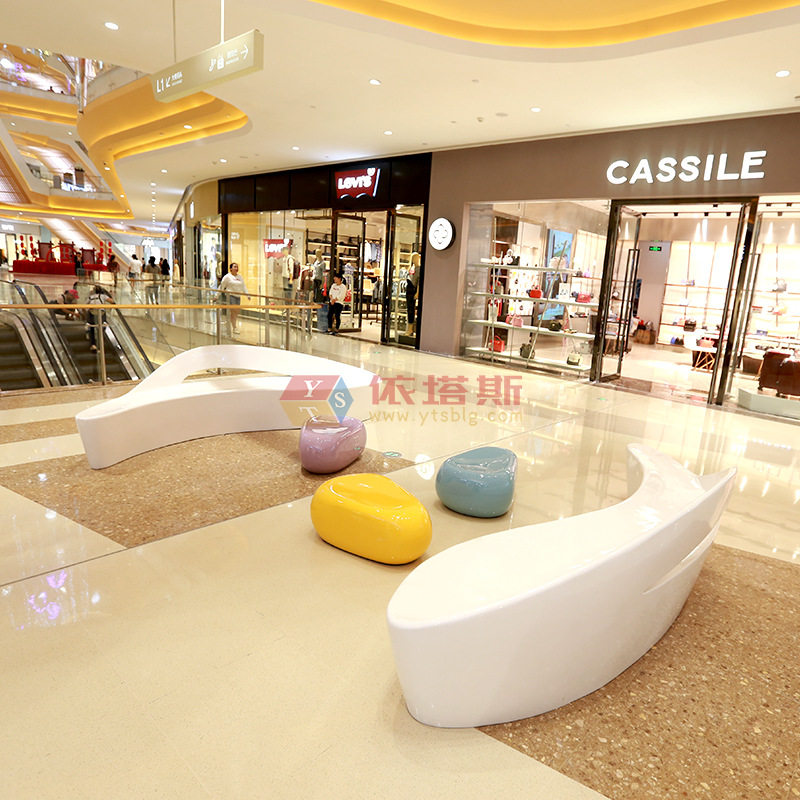 依塔斯玻璃钢海豚型椅景区游泳馆靠背休息等候长凳户外商用带靠背