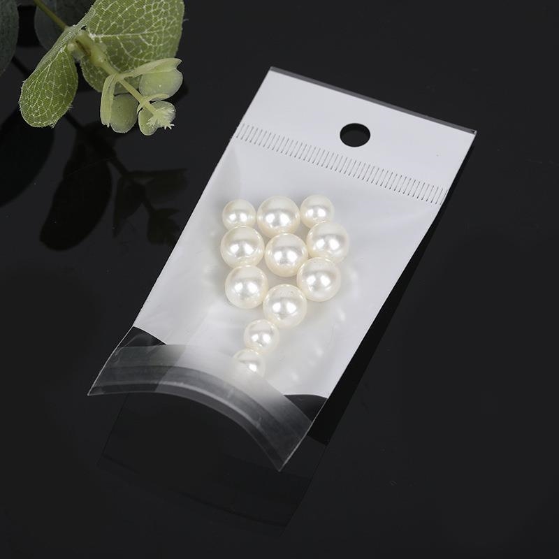 白色透明首饰品自封袋OPP珠光卡头自粘袋防尘长条形发簪挂孔文具