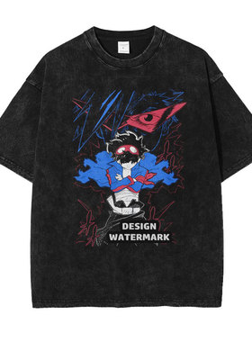 天元突破红莲螺岩t恤水洗做旧美式复古 优子尼娅 卡米纳 西蒙短袖