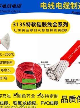 耐高温UL3135特软硅胶线0 1 2 3 4 5 6 7 9 11 13 15 17AWG#200℃