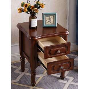 A5L现代实木床头柜美式胡桃白色家用卧室民宿客厅主卧床边小柜免