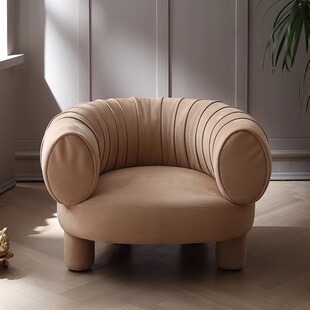 意式轻奢设计弧形扶手椅北欧工作室设计相扑椅客厅休闲单人沙发椅