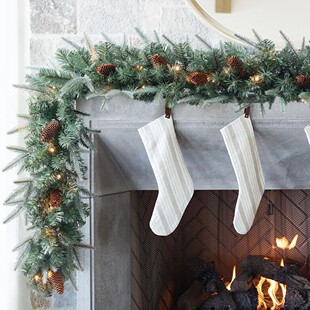 9英尺人造混合诺福克松花环藤条逼真的人造松圣诞装饰绿色花环