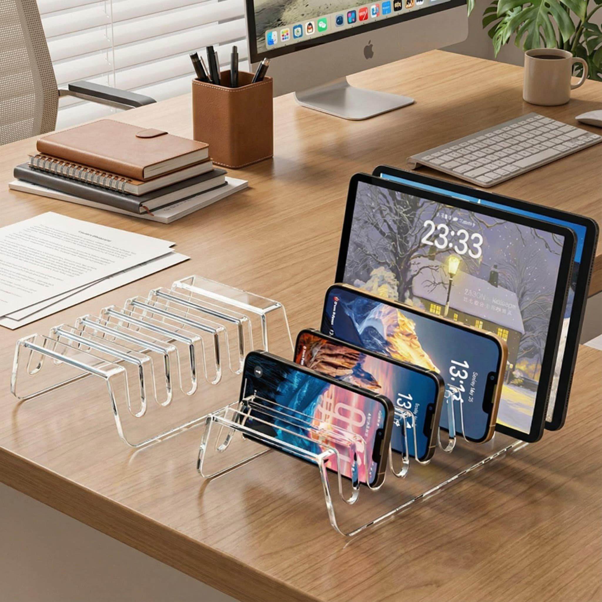 手机收纳盒多格透明亚克力平板支架桌面多台充电放置架手机存放盒,收纳整理,手机收纳盒,淘宝优惠券,粉丝福利购,淘宝优惠卷