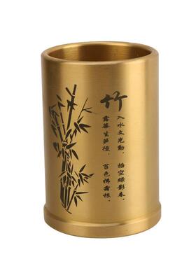 实心铜笔筒黄铜笔筒摆件家居办公室收纳笔筒摆饰