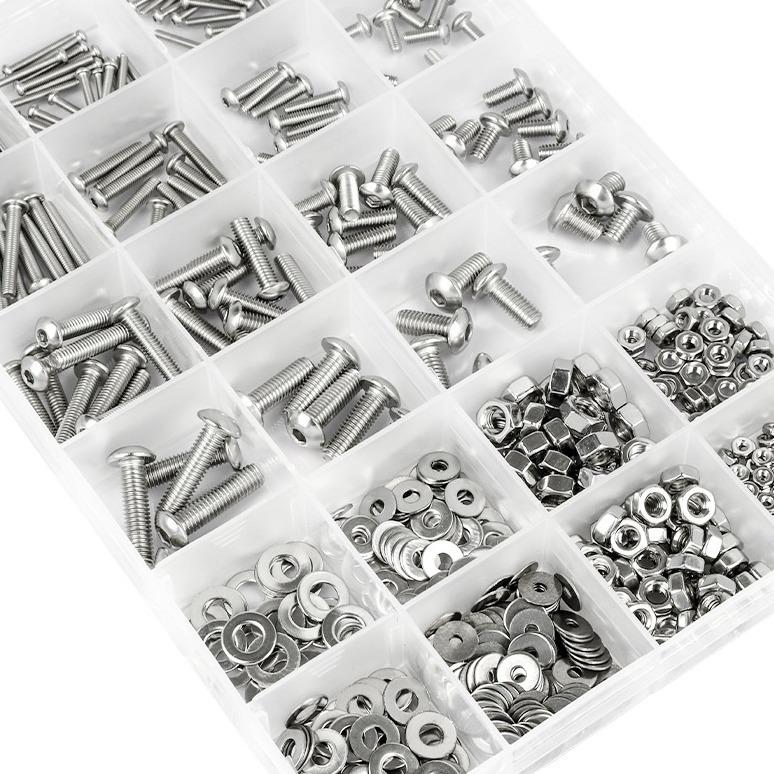 304不锈钢圆螺头六内角螺丝套装六盘头内角螺栓盒装混装丝螺母批