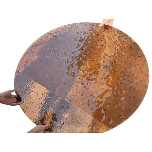 厂家定制热熔玻璃桌面压铸艺术钢化玻璃彩色装饰圆边水纹茶几玻璃