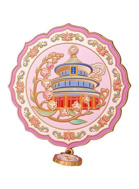 文创随身镜小圆镜北京印象中国风创意金属浮雕化妆镜礼品工艺品