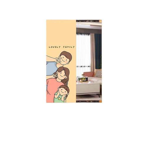 一家三口司空隐藏式推拉全身镜挂画隐形穿衣镜装饰画镜子玄关壁画