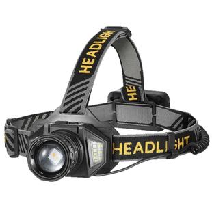 新款白黄双光源LED变焦感应头灯户外赶海钓鱼可充电黄光头灯