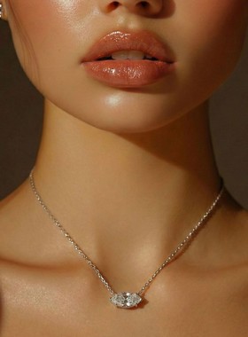 【清冷感天花板】4.5克拉横镶马眼钻5A锆石项链 极简冷淡风锁骨链