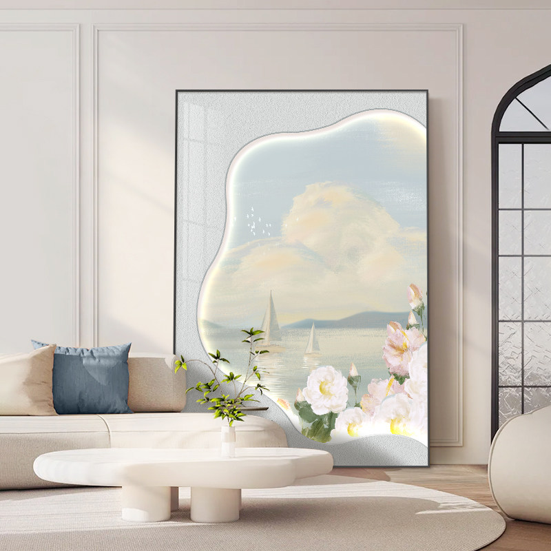 速发北沙落地摆画奶油风厅发背关墙风景画简约走廊玄景装饰画