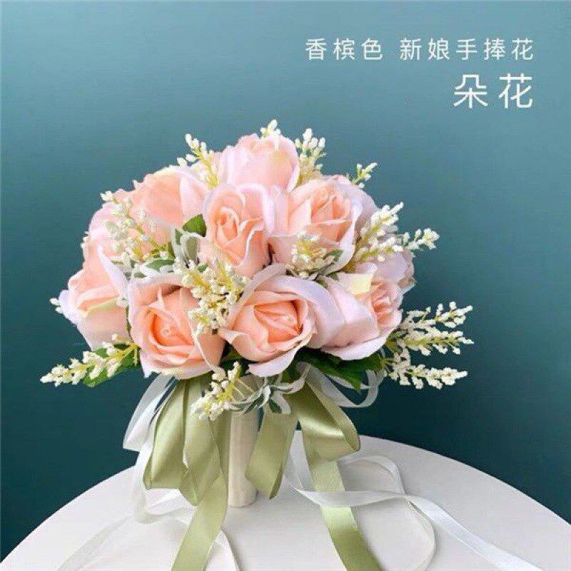速发婚捧花新娘欧式小玫瑰婚纱拍手结照新款粉红白真韩式婚礼花束