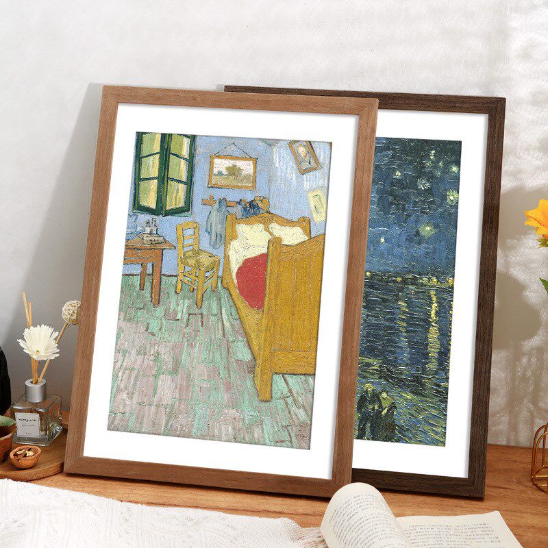 速发实木质素框挂墙画框装裱aa4纸相描展示八开4k8k绘画作品复古