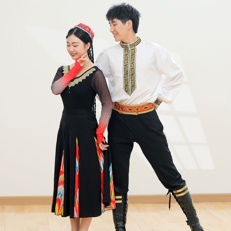 现货速发新疆维吾尔族藏族彝族舞练习广场演出服装舞蹈服饰大摆维