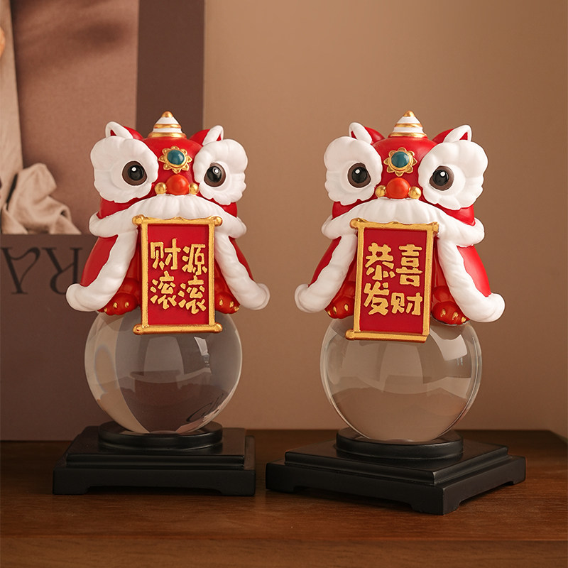 现货速发中国风招财醒狮桌面摆件客厅玄关国潮家居装饰品店铺开业图片