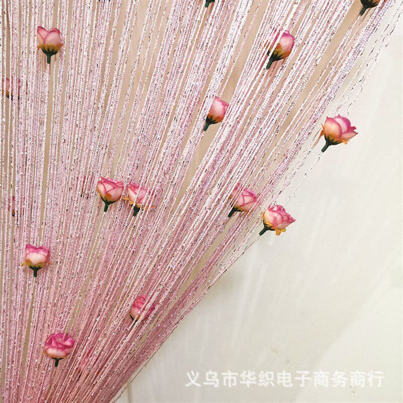 速发魔术贴玫瑰花线门帘线帘加密加粗流苏隔断装饰帘客厅橱窗子母