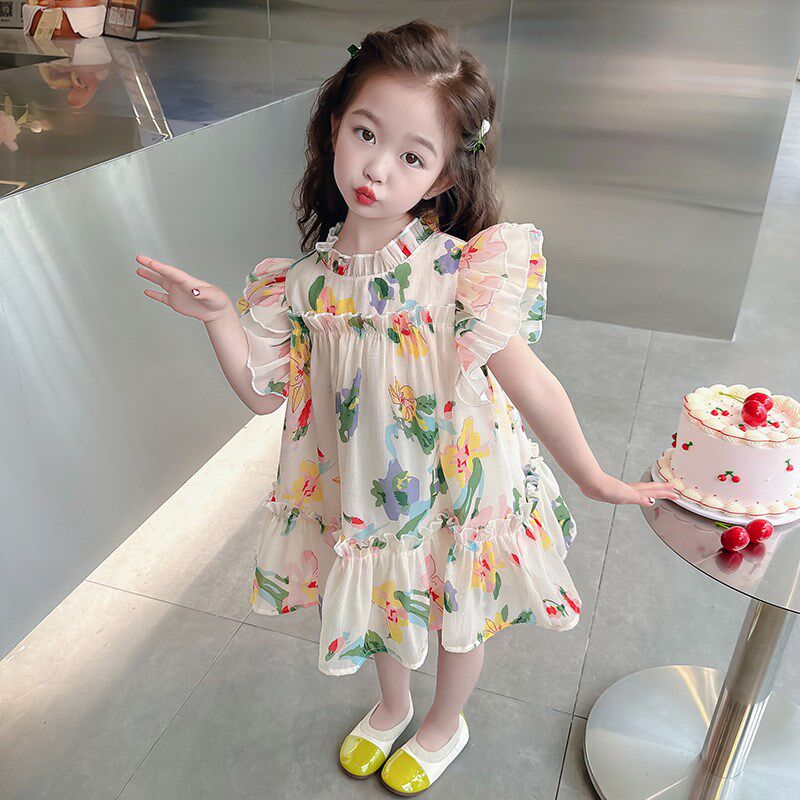 现货速发童连衣裙夏季碎花海边度假裙子宝宝薄款高级感夏天公主裙