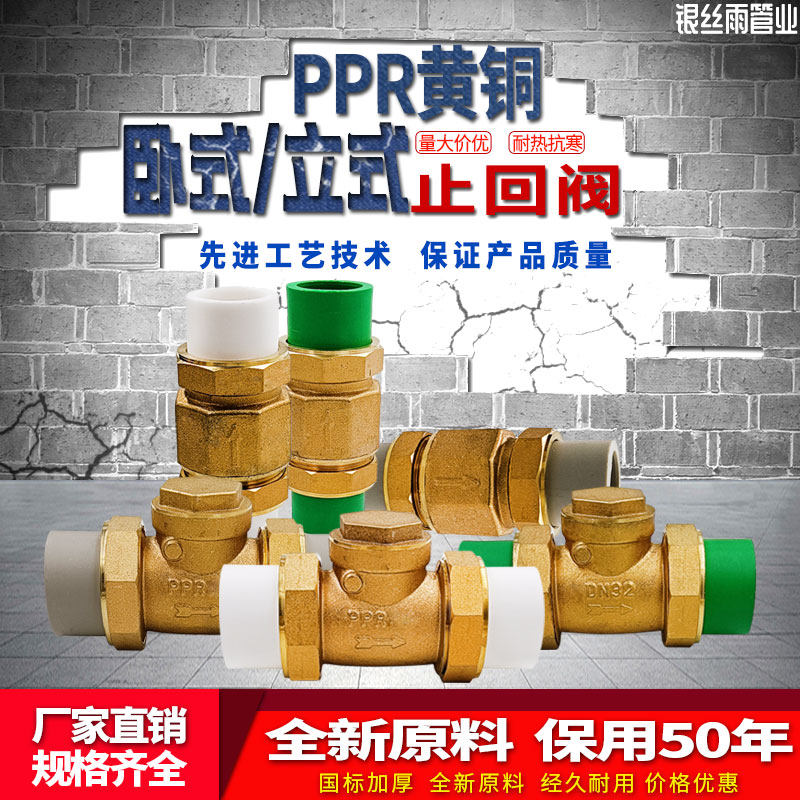 现货速发PPR黄铜止回阀4/6分1寸卧式立式止阀内外丝水管道单向阀4