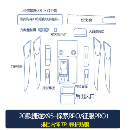 现货速发202适用22-2款捷途X0子龙用品内饰膜中控萤幕保护膜汽车