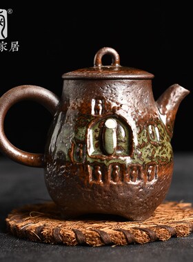 速发窑迷仿敦煌石人茶壶清水柴烧小壶单窟壶复古禅意壶手工陶变陶