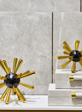 速发轻奢风金属球摆件压板房客厅房何样书装饰品酒柜书几书柜摆设