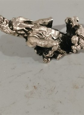 速发藏玩铜艺杂项收古 复古居家白铜卷尾鳄摆件家居工器品摆件