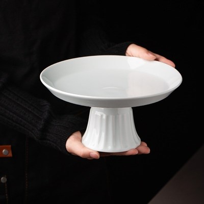 速发酒店厨陶瓷餐脚水果零食盘高青贡品点心盘具白冷凉菜中式家用