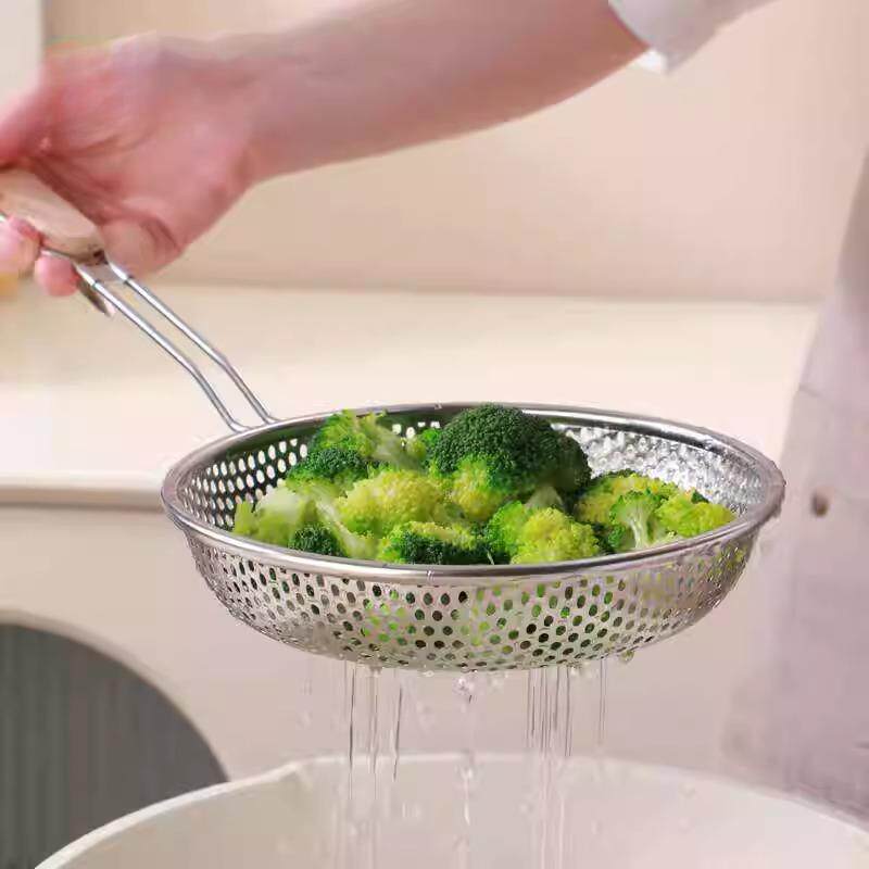 现货304不锈钢漏勺厨房拌w面水饺油炸过滤网筛笊篱商用火锅大捞勺
