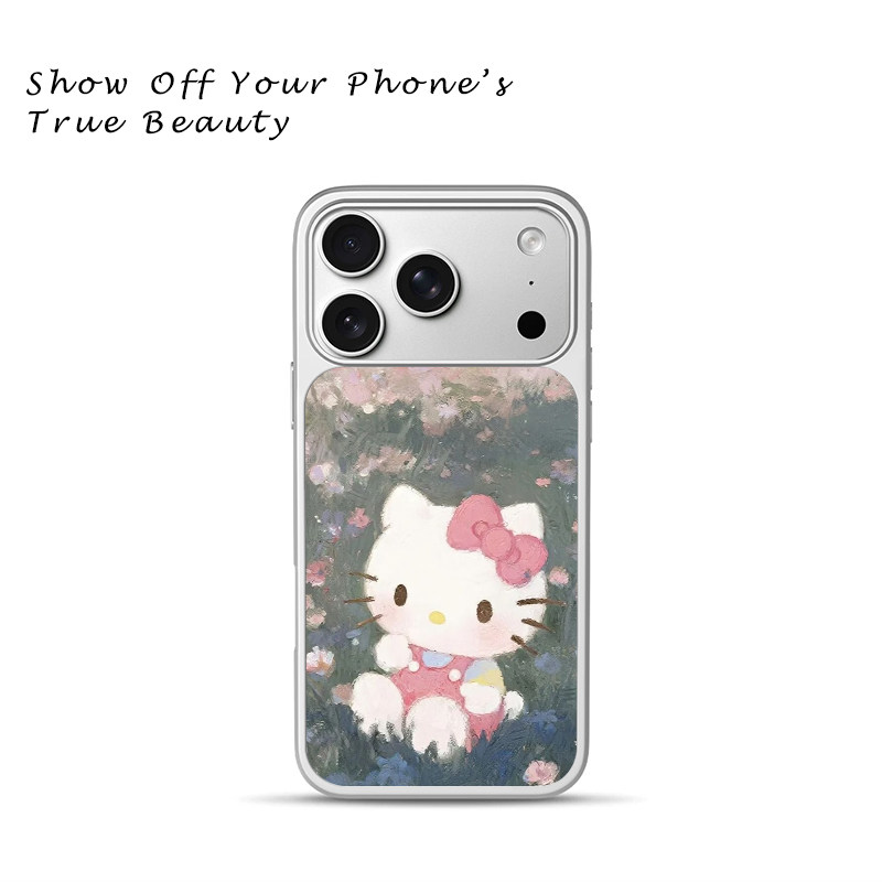 油画花丛 Hello Kitty手机壳可爱卡通苹果18promax新款手机壳iPhone air/17pro/15plus14玻璃13pro手机套冰感