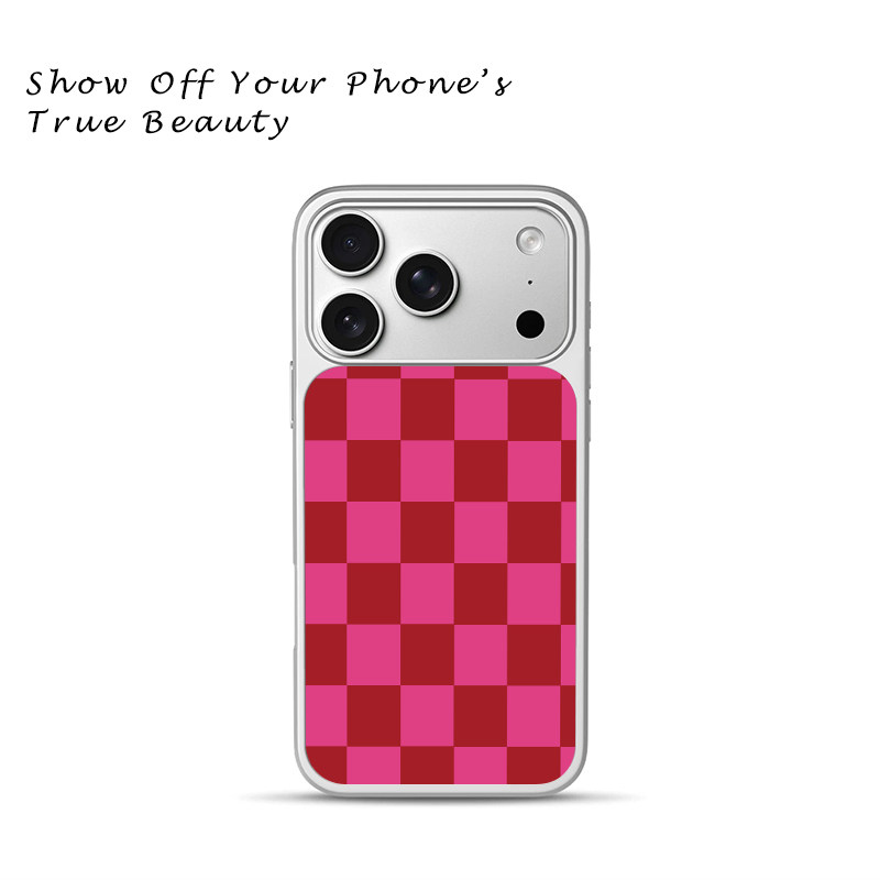 玫红酒红撞色棋盘简约格纹适用于苹果17promax新款手机壳iPhone air/16pro/15plus14玻璃13pro手机套冰感小米