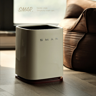 带轮垃圾桶家用客厅轻奢高档高颜值纸桶可移动办公室卧室复古纸篓