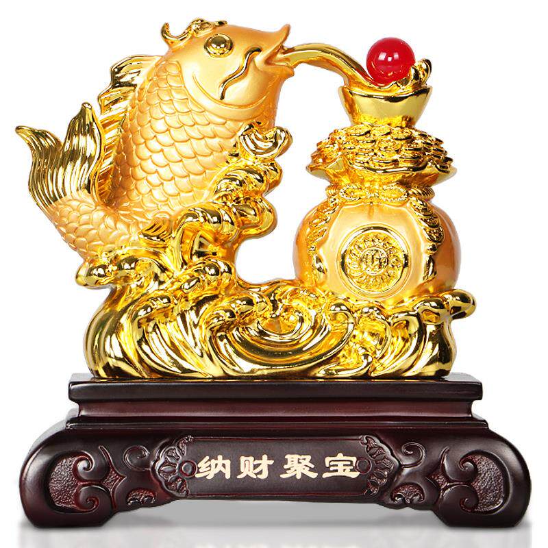 树脂工艺品8寸金鱼摆件招财鱼办公室客厅公司礼品采购送客户