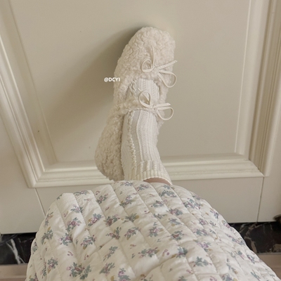 内增高加绒白色毛毛鞋女棉鞋单鞋