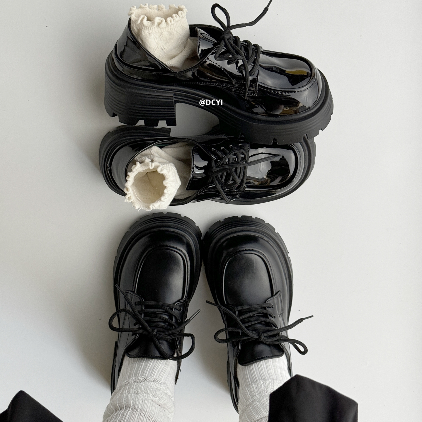 黑色小皮鞋女厚底增高玛丽珍单鞋