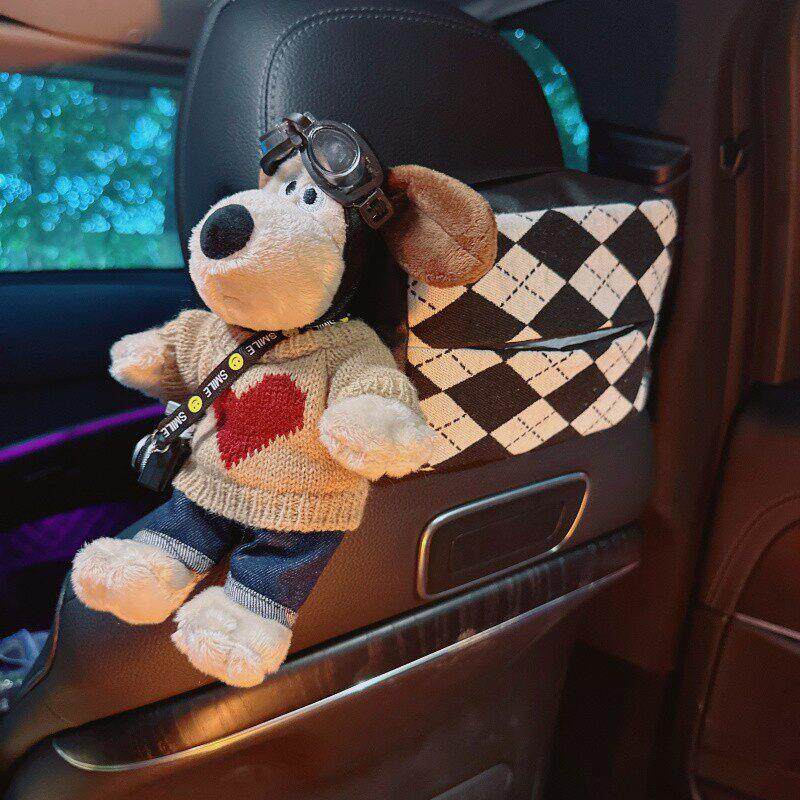 修狗车载纸巾盒汽车内挂式创意可爱车上用收纳餐巾抽纸盒装饰品