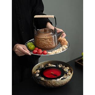 玻璃煮茶壶煮茶器茶炉 围炉煮茶室内家用全套电陶炉战国炉煮茶套装