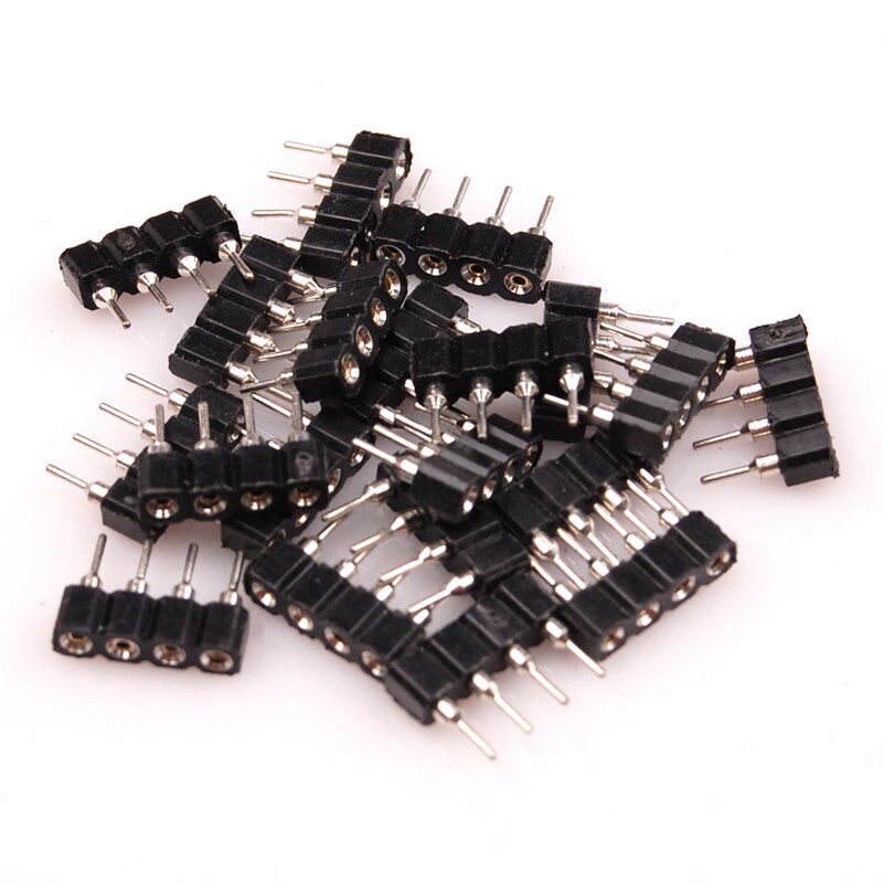 LED灯条连接器 RGB灯带连接器 4PIN排针黑色排母 led转接头