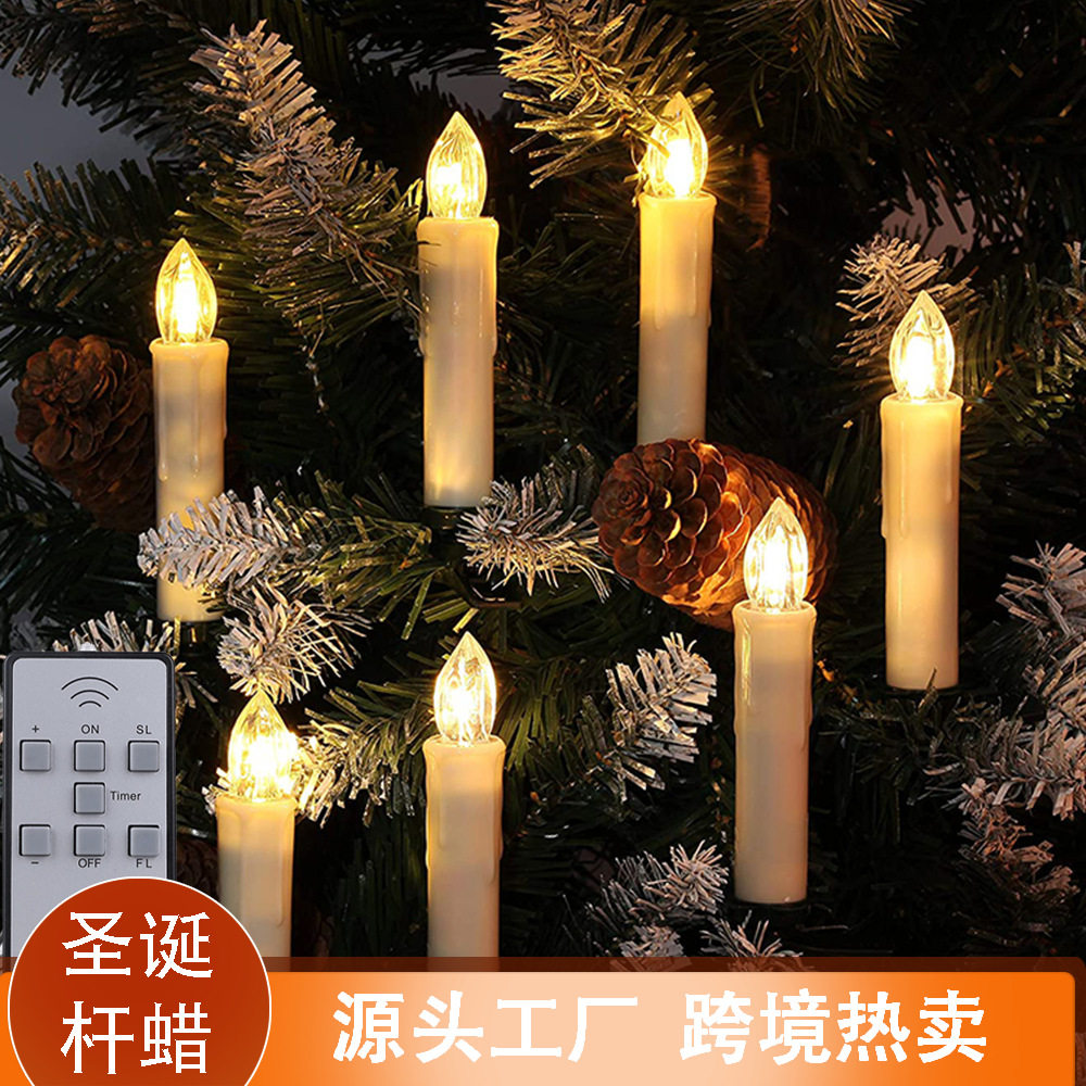 LED定时暖光圣诞水晶蜡烛