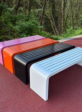 排全铁艺条凳公园长椅户外ILB长椅庭院不锈椅钢休闲靠背座椅商休