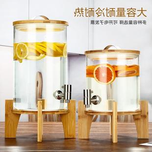 凉ZVZ头水壶玻大容量带龙家用璃桶商用接耐高温果汁灌泡茶桶待饮