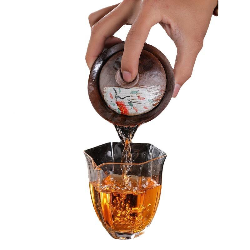 木阡阁创意烧仿古小清新手绘盖碗三碗才泡烫茶碗家用不柴IEV手茶