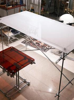 设计师书桌办公电脑桌中古风光轴亚力桌克钢33279子房客厅书不锈