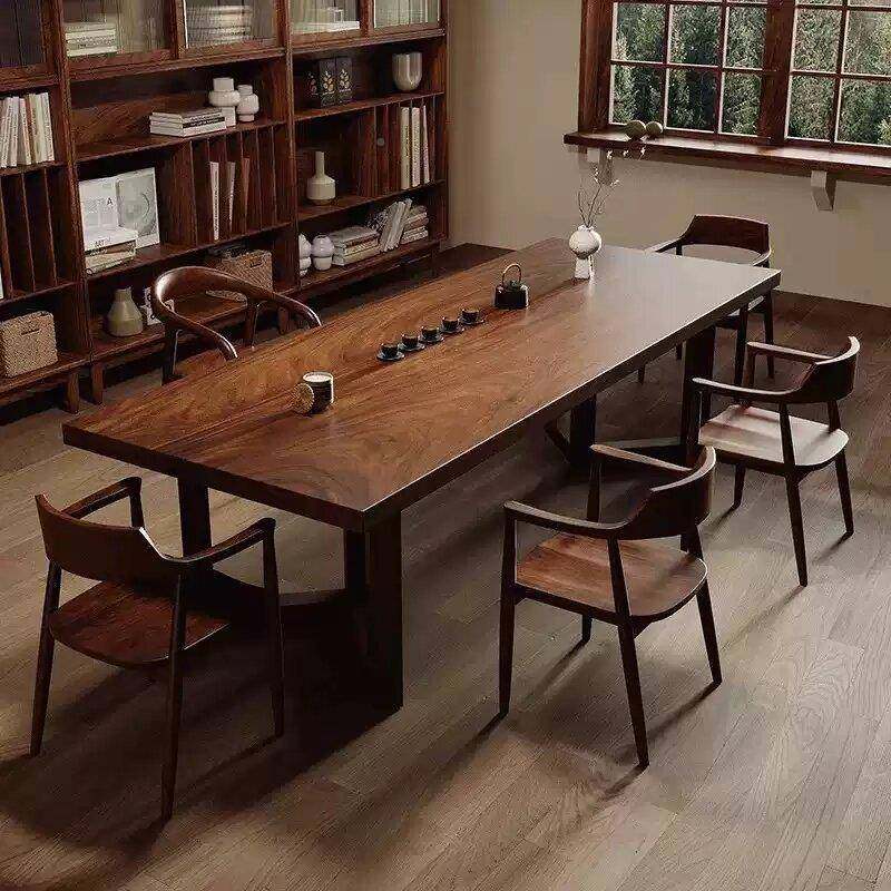 胡桃木去客厅大长书桌家用写字CHX茶台桌桌办公桌化工作板台原木,商业/办公家具,茶台/茶桌,淘宝优惠券,粉丝福利购,淘宝优惠卷