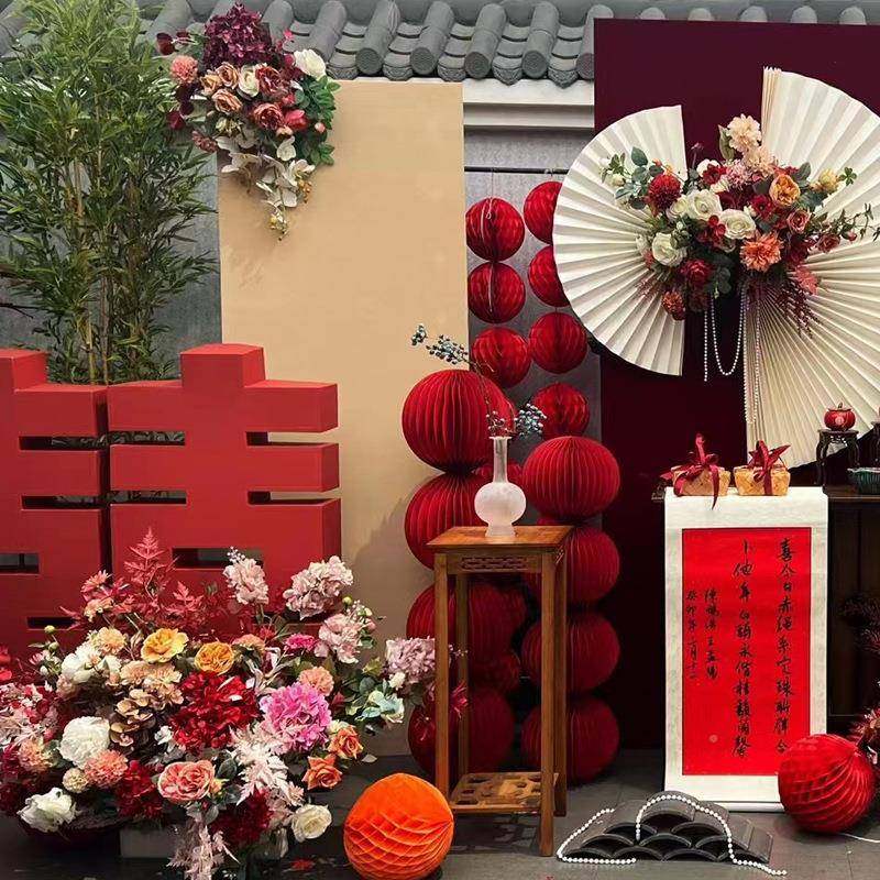 结纸艺折婚叠灯笼男婚女方纸房卧室婚庆UVR装饰客厅布置婚礼场景