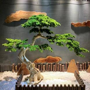 大型真松树迎客松饰罗汉松室CBE内楼梯下景景观仿造装绿植盆景摆