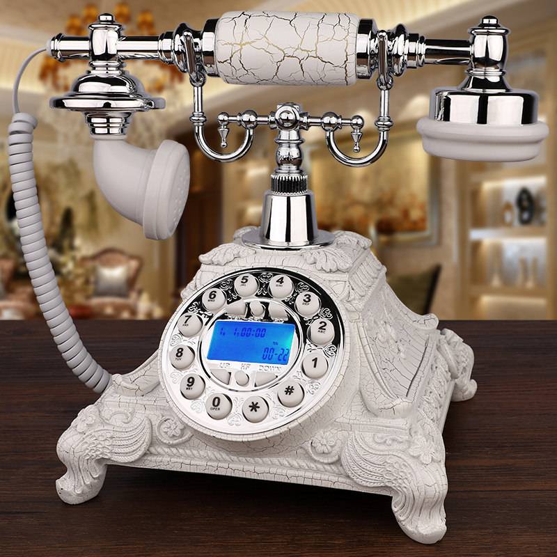 欧式复古电话机座机家用老式仿古电话机固定无线插卡旋转客厅有线