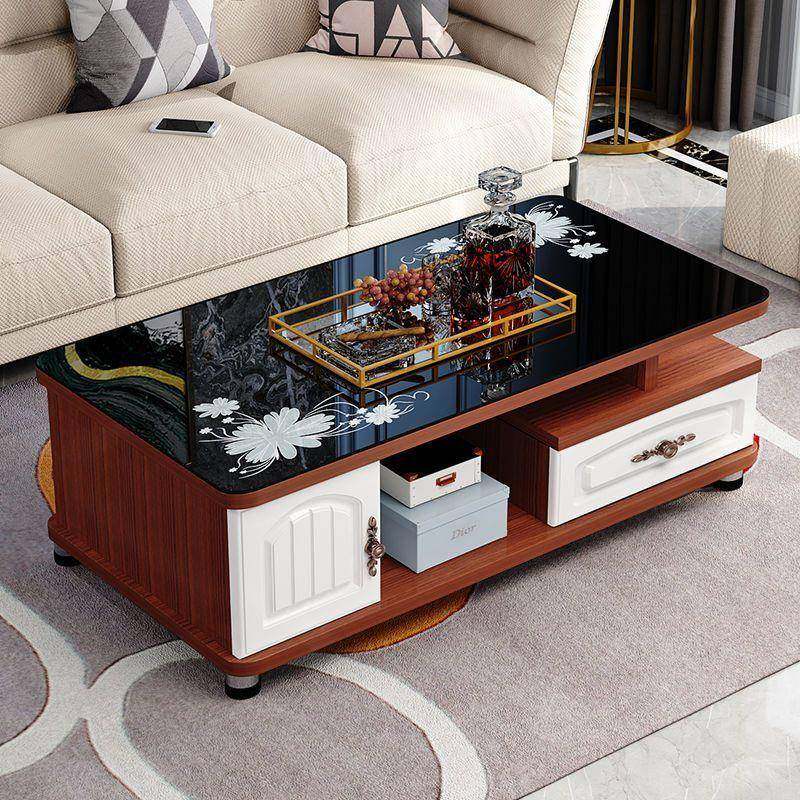 式圆欧角茶台几客家用茶桌茶简约现代小户型钢KAO化玻璃长厅方形