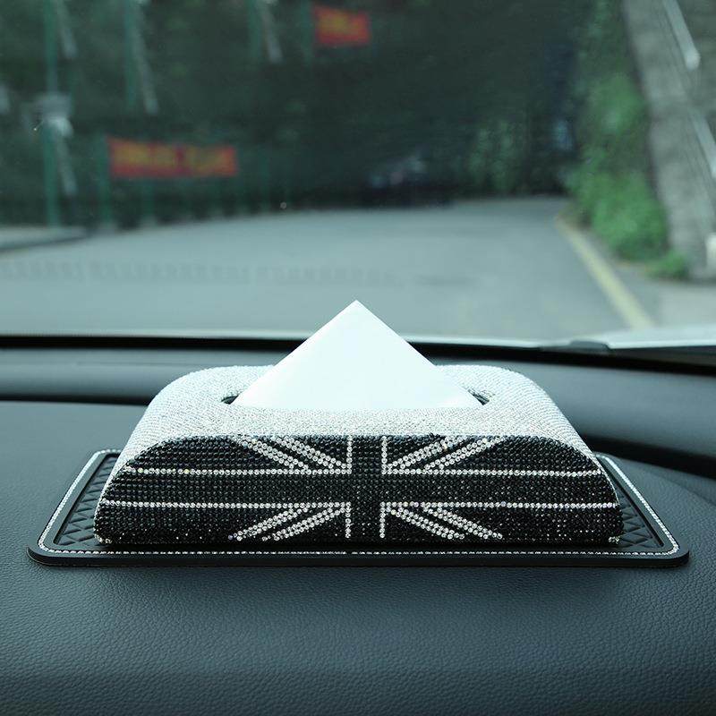 汽车镶钻188巾盒套创意欧式米字餐巾纸旗车载抽纸盒皮革纸式用质